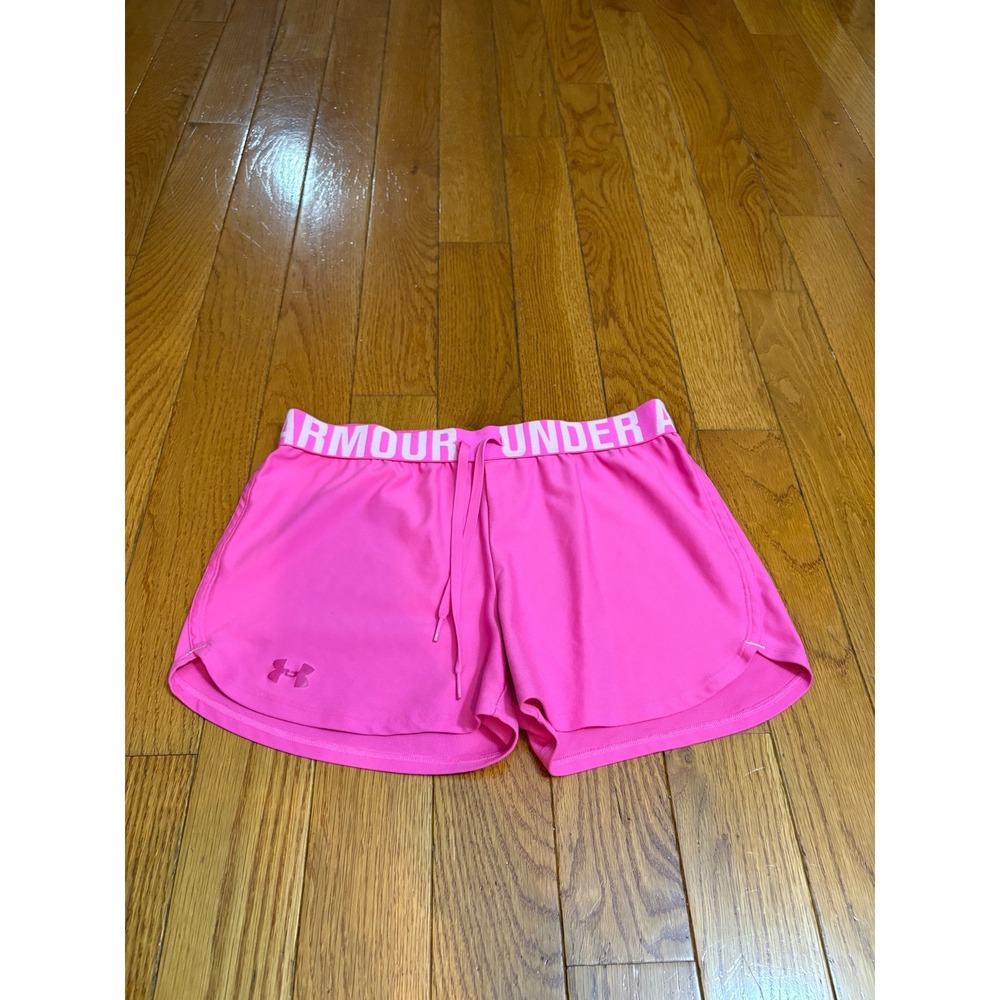 Under Armour HeatGear Pink Athletic Shorts Womens Small Semi-Fitted Drawstring